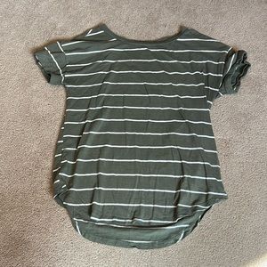 Maurice’s size small green with white stripes t shirt